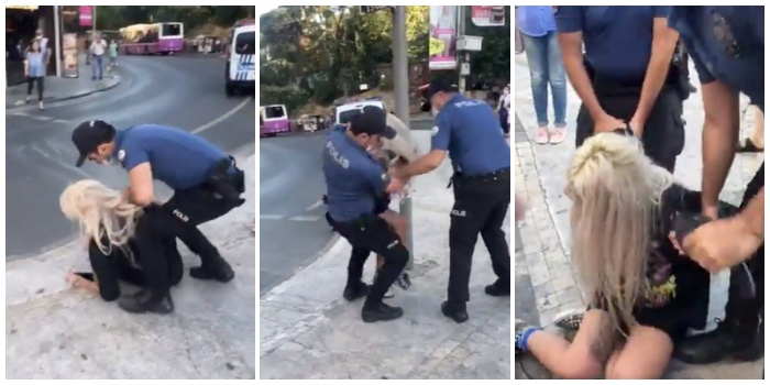 Maskesi burnunu kapatmadığı iddiasıyla ceza kesilmek istenen polis