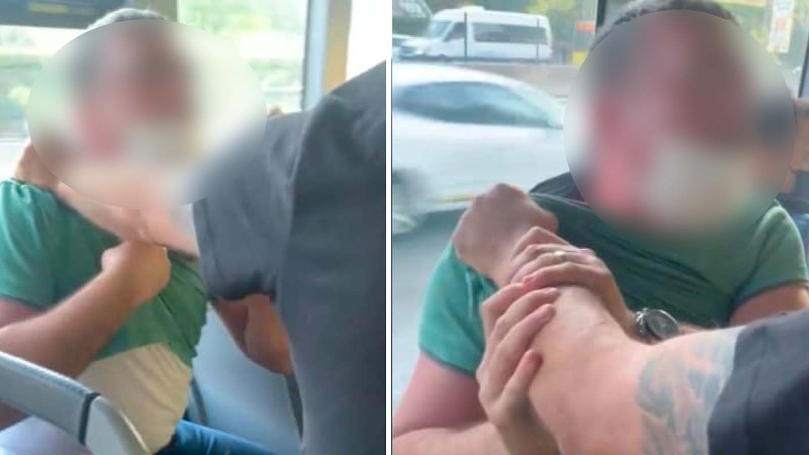 Metrobüste iki kadını taciz eden erkeğe yolculardan tepki!