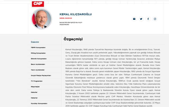 CHP’nin resmi internet sitesinde dikkat çekici değişiklikler, Özel'in izleri siliniyor