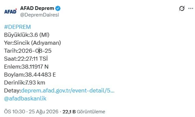 Adıyaman, 3 dakika arayla peş peşe sallandı